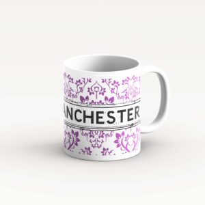 White and Purple Damask Pattern Mug