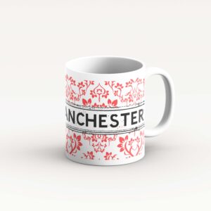 White & Red Damask Pattern Mug
