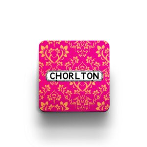 pink and orange damask coaster