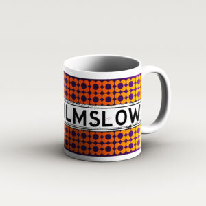 purple bg orange flower design mug