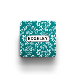 teal damask coaster