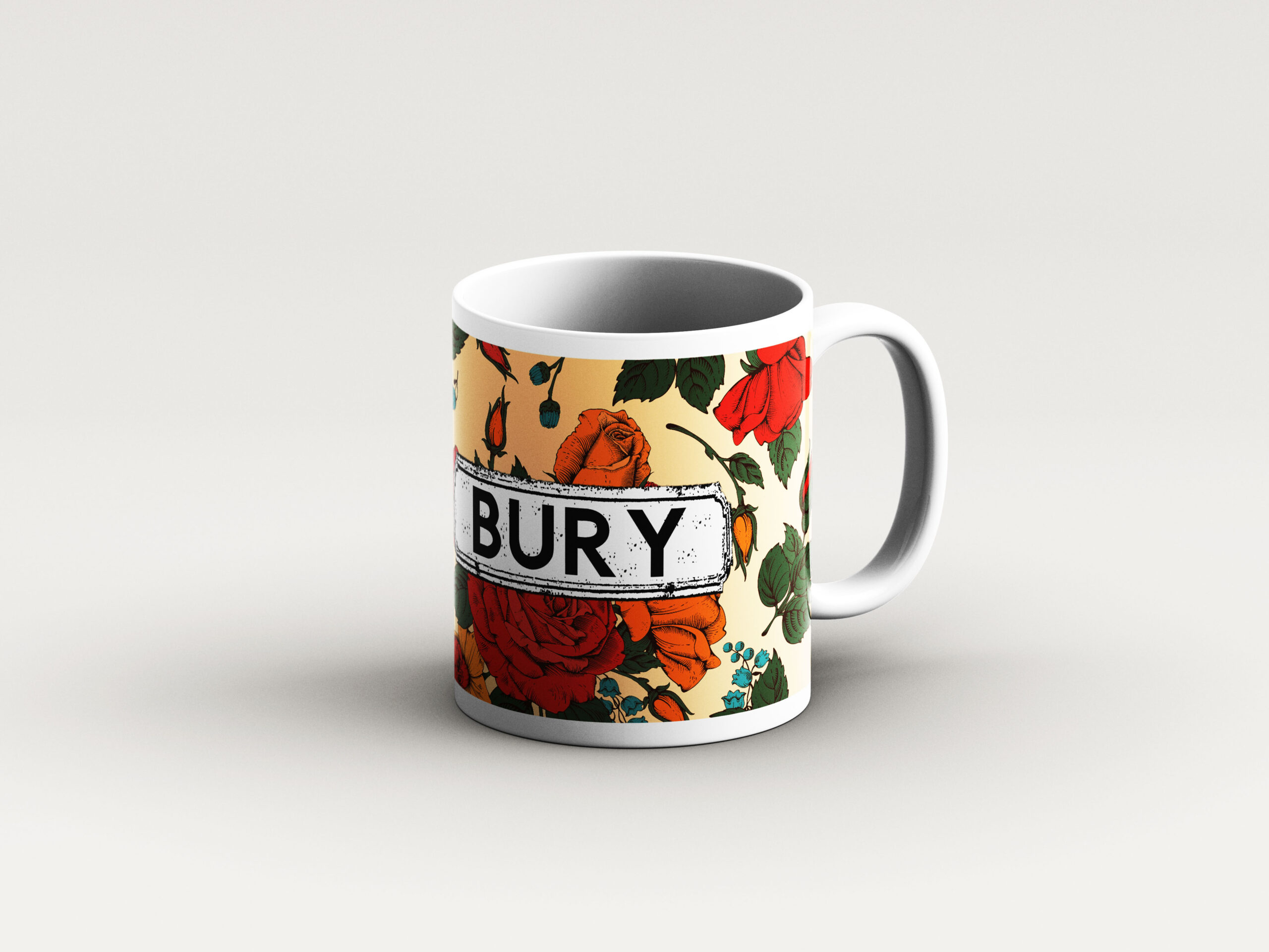 Beige Rose Floral Pattern Mug