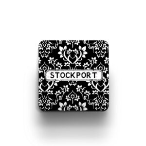 blackand whiite damask coaster
