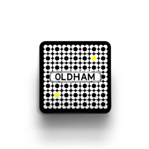 black and white graphic flower coaster