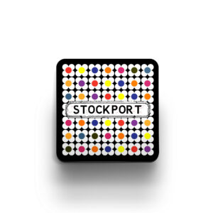 black and colours graphic flower coaster