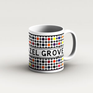black bg colour flower design mug