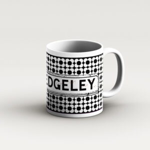 black bg white flower design mug