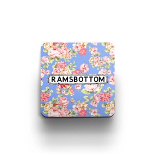 blue and pink floral design coaster