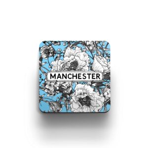 blue and white floral design coaster