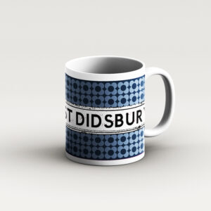 Blue bg light blue flower design mug
