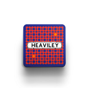 blue and red graphic flower coaster
