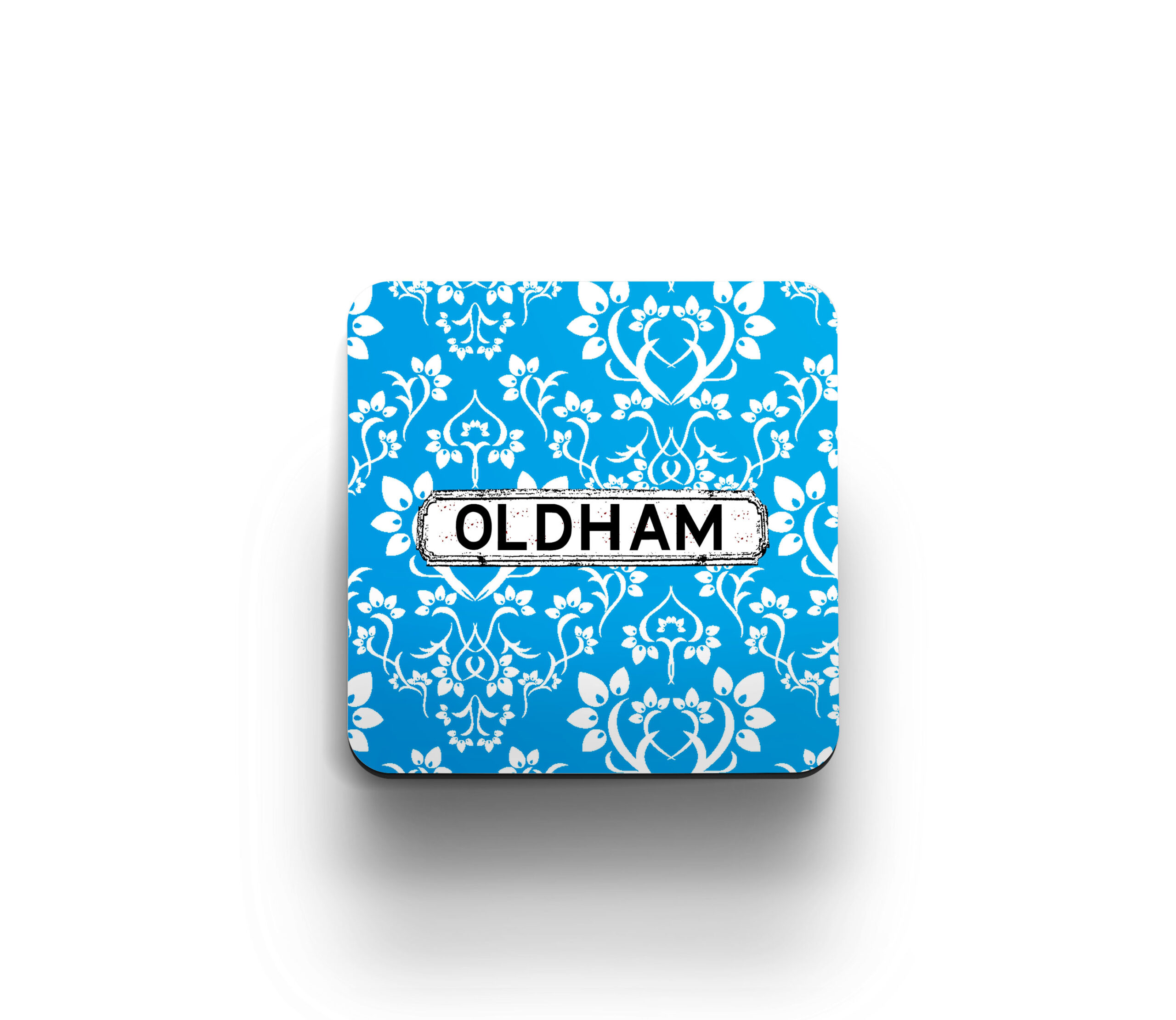 blue damask coaster