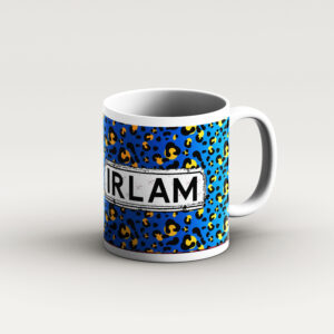blue leopard print mug