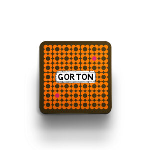 brown and orange graphic flower coaster