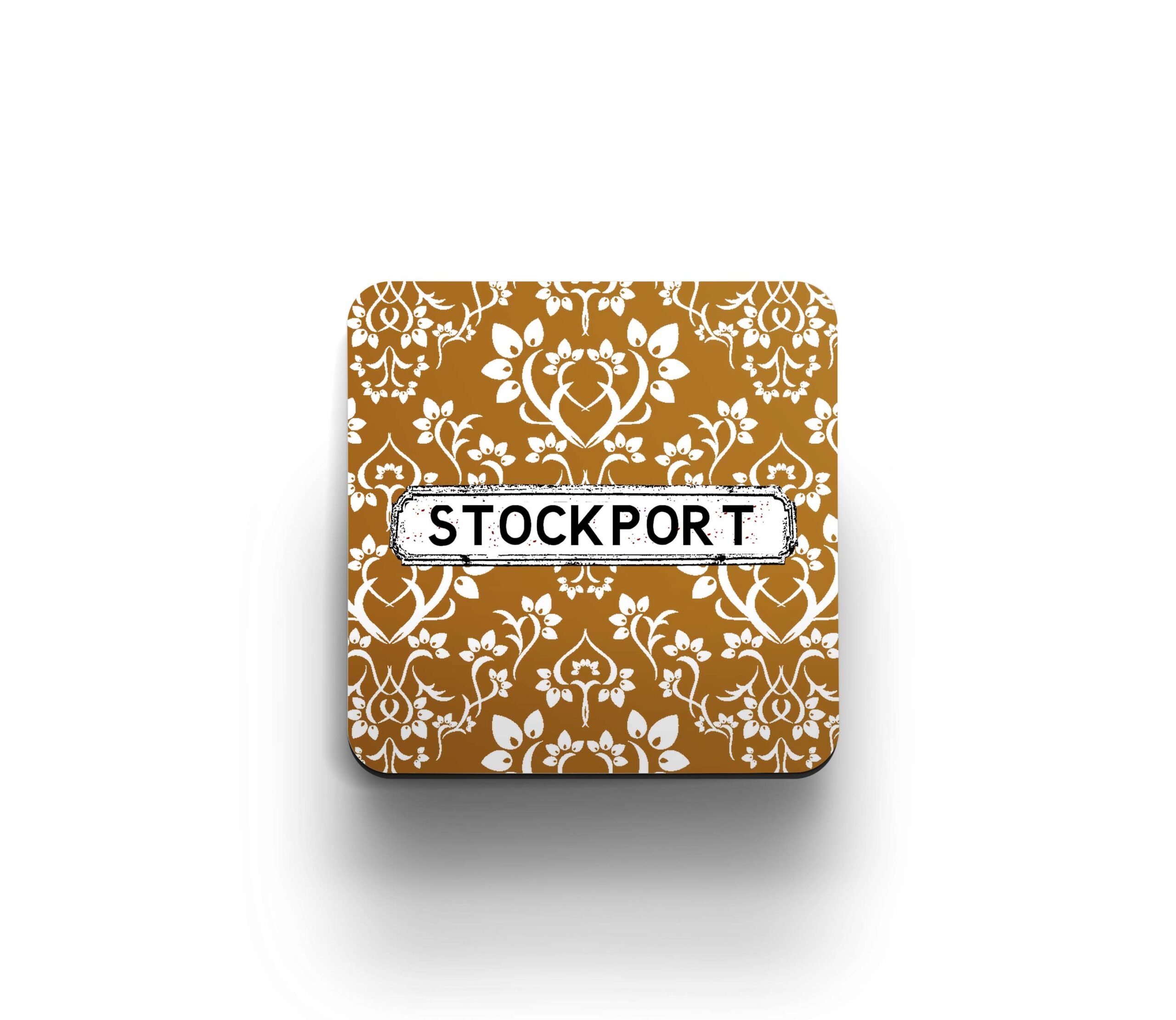 brown damask coaster