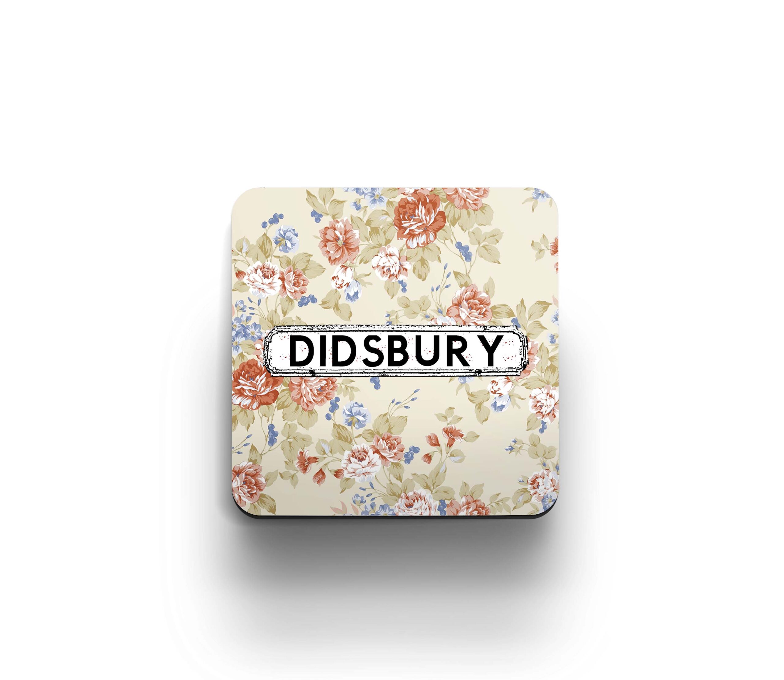 cream floral design coaster