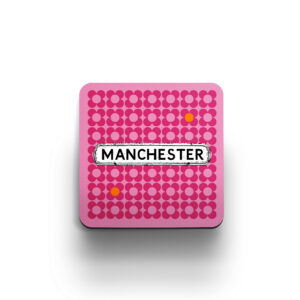 pink and magenta graphic flower coaster
