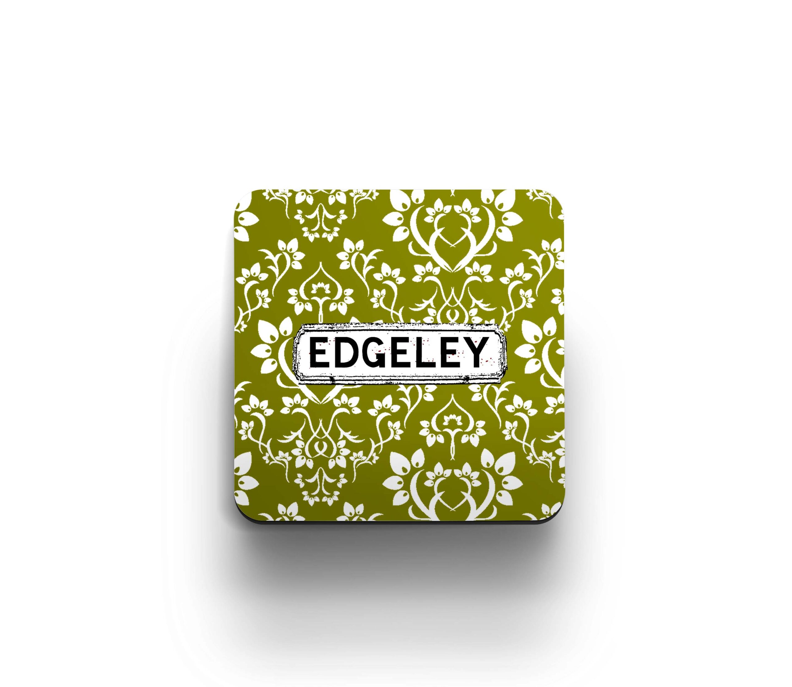 olive damask coaster
