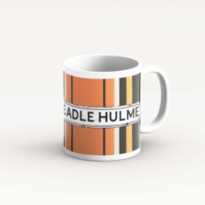 orange and grey stripe design mug