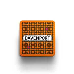 orange and brown graphic flower coaster