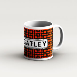 Orange bg brown flower design mug