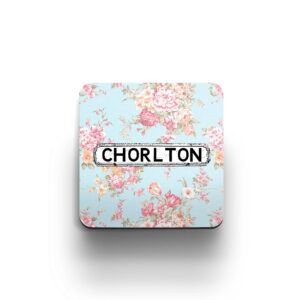 pale blue floral design coaster