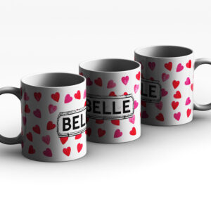pink hearts design mug
