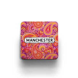 pink multicoloured paisley coaster