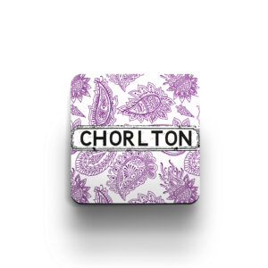 Purple and. white paisley coaster