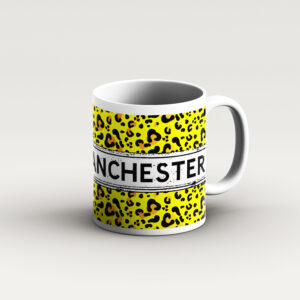 yellow leopard print design mug
